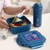 Ensemble boîte à lunch et gourde pour enfants d'âge scolaire, ensemble de déjeuner pour étudiants avec vaisselle, boîte à lunch bento pour enfants avec ensemble de gobelets