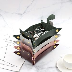 Cute Cat Shape Leather Storage <b>Tray</b> Portable Desktop Organizer for Jewelry Cosmetics & <b>Small</b> Items Stock Bulk - Product Image 1