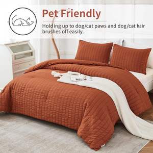 Juego de Edredón Seersucker Queen (90x90 Pulgadas), 3 Piezas - Edredón Ligero de Tela Lavada 100% Suave con 2 Fundas de Almohada - Product Image 3