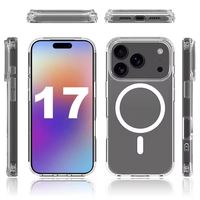 Étui de téléphone portable en acrylique transparent magnétique sans fil de luxe pour 17 Air 16 15 14 13 12 PRO MAX, résistant aux chocs