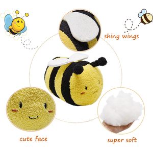 YONLIT Super mignon peluche abeille jouet floue bourdon peluche Animal avec sourire visage ailes blanches excellent cadeau pour les enfants - Product Image 3
