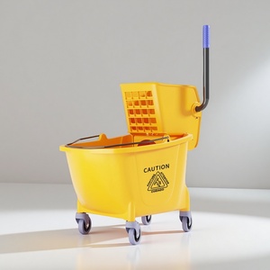 Chariot <span class=keywords><strong>de</strong></span> nettoyage mobile pour hôtel, restaurant, magasin, avec essoreuse <span class=keywords><strong>à</strong></span> main, roues silencieuses, plastique épaissi - Product Image 6