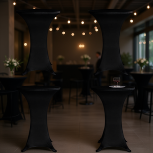 Eleganti copritavoli neri elasticizzati in spandex da 31 pollici per tavoli alti - Product Image 2