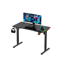 Table de jeu électrique moderne à double moteur réglable en hauteur bureau d'ordinateur à LED bureau d'ordinateur pliable automatique à dessus épissé durable