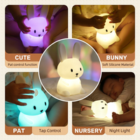 7 couleurs changeantes veilleuse Squishy lampe mignon Led respiration enfants petit bébé Silicone tactile lapin Pat jouet veilleuse lapin