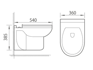 Ensemble WC mural monobloc en céramique économique avec chasse d'eau à double débit par gravité et siphon en P pour usage en lavabo - Product Image 3