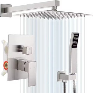 Sistema de Ducha de Lluvia Montado en Pared de Níquel Cepillado con Ducha de Lluvia y Ducha de Mano, Set de Baño Personalizable, Venta al por Mayor con Entrega Rápida - Product Image 1