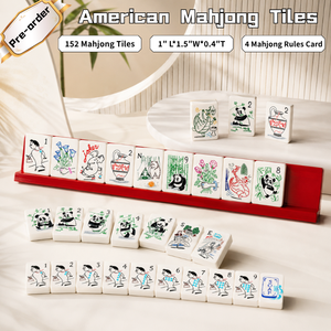 Tuiles de Mahjong américaines en acrylique style vintage ivoire, motif Qipao Lady Panda Bamboo Floral Travel Landscape, coffret cadeau - Product Image 4