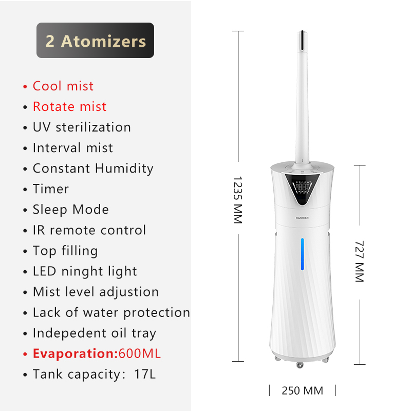 17L Cool Mist Smart Air Humidifier Fog Office Room IR Remote AUTO Rotate Ultrasonic Humidifier for Dry Air