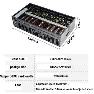 X79 Rig chasis case Server case <span class=keywords><strong>GPU</strong></span> 9 Card chasis con tarjetas gráficas RTX 3060M con 2500W PSU Mute Rig frame case - Product Image 5