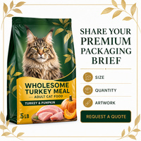 Sachet souple mat à bec verseur pour aliments pour chats, personnalisable avec logo, qualité alimentaire, résistant à l'humidité, pour emballage d'aliments pour animaux