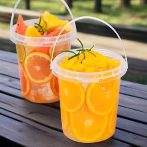 1000ml Balde de Plástico Transparente Copos com Tampa e Punho-Fruit Tea Juice Leite Bolha Chá Portátil Descartável Partido