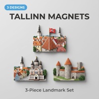 Imán de Resina 3D del Ayuntamiento de Tallinn, Estonia, Recuerdo Turístico Hecho a Mano, Regalo de Viaje Colorido, Coleccionable, Decoración para el Hogar