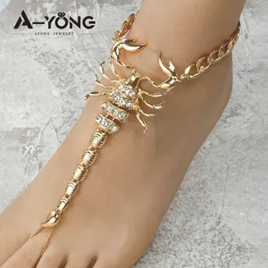 Waterproof Custom Scorpion Style Ankle Chain Foot Jewelry Anklet Barefoot Sandal Women's Foot Jewelry