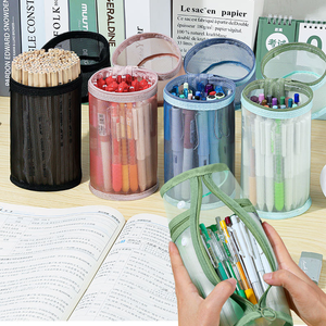 Trousse à crayons transparente en maille grande capacité avec fermeture éclair, logo personnalisable, disponible en plusieurs couleurs. - Product Image 2