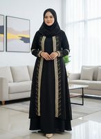 Nouvelle robe Abaya noire à la mode, robe musulmane pour femmes, robe élégante ornée de perles, vêtements pour femmes du Moyen-Orient
