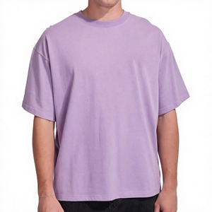 Custom Drop Shoulder Sleeves Short Men's T-Shirt Loose Fit Regular Design Pattern Knitted Fabric Solid Color Unisex T-Shirts - Product Image 1