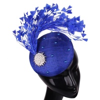 Chapeau de cérémonie haut de gamme en chanvre à 4 couches pour femme, coiffe à plumes faite à la main, accessoires de mariée, fascinateur pour femme