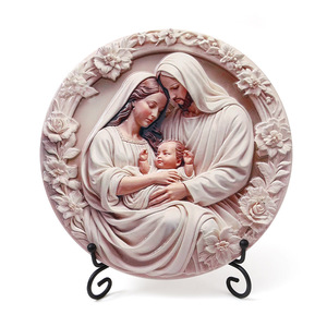 Escultura Relieve 3D de Resina Ecológica Art Deco Religiosa Católica, Adorno de Jesús y la Virgen María, Decoración Navideña para el Hogar RC260 - Product Image 6
