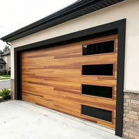 Porte de garage moderne en alliage d'aluminium 9x7, porte à enroulement avec fenêtres, surface finie pour villa et maison