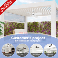 Ventilateur de plafond intelligent 1stshine moderne pour balcon extérieur avec commande par application, fonction minuterie, assistant vocal, économie d'énergie, 6 vitesses et éclairage