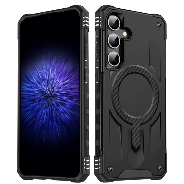 Shockproof Armor TPU+PC Hard Phone Cover with Magnetic for Samsung S25 Ultra Mobile Phone Case for iPhone 17Pro Max 16 15 14 13