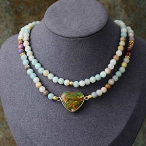 Collar de Piedras Vintage para Mujer, Collar con Colgante de Piedra en Forma de Corazón y Pulsera, Joyería para Yoga, Meditación y Regalo - Product Image 3