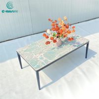Série de meubles d'extérieur modernes et simples, vente chaude, luxe léger, table à thé de jardin en pierre frittée, table basse en aluminium pour hôtel