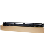 Panel Patch Baja 19-inci 1U dengan 24/48 Port Cat6/Cat5 RJ45 Cat5e/6/6A Rak Kabinet Jaringan Server Hitam