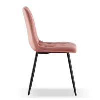Chaise de cuisine Offre Spéciale confortable en velours rose tufté avec pieds en métal