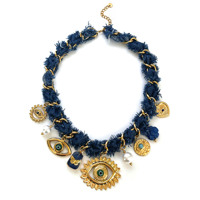 Collier en bambou pour femme, style européen-américain audacieux, plaqué or 18 carats, en acier inoxydable 316, avec pendentifs multiples en résine et perles
