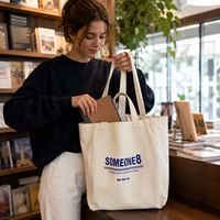 Tas Kanvas Kapasitas Besar dengan Ritsleting, Custom Grosir, Pola Logo yang Dapat Disesuaikan, Tas Belanja dengan Pegangan Satu Sisi