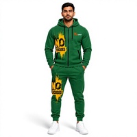Set Hoodie dan Jogger Hijau Pria dengan Cetakan Tanpa Alasan, Tracksuit Kasual 2 Potong, Sweatshirt dan Celana, Pakaian Musim Gugur, setelan olahraga untuk Pria