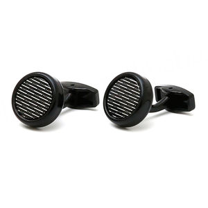 New Fashion <b>Shirt</b> Cuff Links Men's <b>Cufflinks</b> <b>with</b> White Stripes Round Design Black <b>Shirt</b> Accessory - Product Image 2