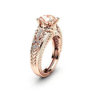 Bague ton rose pour femme, bijoux élégants et scintillants, vente en gros - Product Image 1