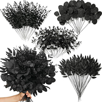 Simulasi Seri Hitam Bunga Tunggal Mawar Peony Bunga Sutra Kering Berkualitas Tinggi Dekorasi Pernikahan Halloween