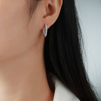 Boucles d'oreilles créoles en moissanite, argent sterling 925, pavé VVS1 couleur D, 2,2 mm x 30 pierres, 3 couleurs, bijoux pour femmes