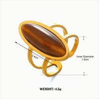 Anpassbarer beliebter minimalisti scher geometrischer ovaler Edelstahl ring Hip-Hop Tigerauge Stein eingelegter breiter Ring für Frauen geschenke
