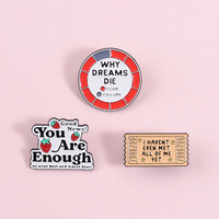 Citation inspirante, slogan motivant tendance « Tu es suffisante », badges métalliques, épingles de revers en émail souple avec attache en caoutchouc