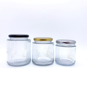 Bình Đựng Thực Phẩm Thủy Tinh Trong Suốt Thiết Kế Dập Nổi 200Ml 280Ml 380Ml Có Vít Nắp Kim Loại - Product Image 1