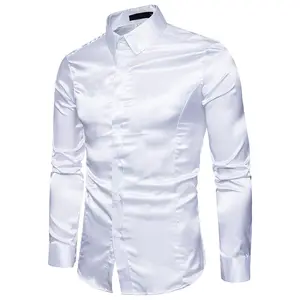 Camicia con risvolto a maniche lunghe con viso brillante moda casual da uomo taglia Euro 2023