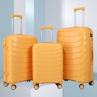 Valise rigide universelle en PP avec poignée latérale, protection d'angle, barre de traction et roulettes amovibles