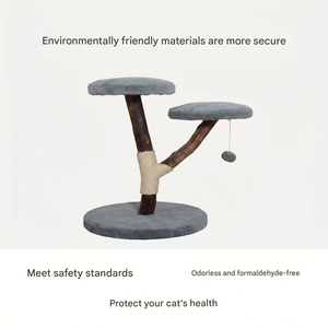 Solid Wood Integrated Fruitwood <b>Cat</b> <b>Tree</b> Cozy Den Jute-surfaced <b>Scratching</b> <b>Post</b> Jumping Platform Simplicity Style - Product Image 4