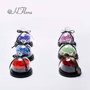 ورود خالدة في زجاج من هفلورا، مجموعة هدايا زهور محفوظة بالجملة، وردة أبدية في قبة زجاجية لعيد الحب - Product Image 4