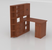 Bureau d'étude multifonctionnel moderne en MDF avec bibliothèque, bureau d'ordinateur avec étagères de rangement et tiroirs pour la maison et le bureau