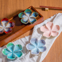 Assiette en céramique Dingyue en gros, motif floral mignon, dégradé de couleurs, soufflée au four, écologique et durable