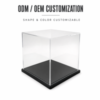 Vitrine en acrylique en forme de cube, avec base noire, étagère pour modèles réduits de voitures, fabrication sur mesure, protège les pièces du poussière
