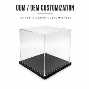 Vitrine en acrylique en forme de cube, avec base noire, étagère pour modèles réduits de voitures, fabrication sur mesure, protège les pièces du poussière - Product Image 1