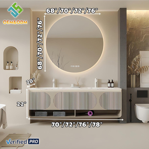 Ensemble de meubles de salle de bain modernes en bois massif OEM avec miroir de table intégré, évier étanche et <span class=keywords><strong>robinet</strong></span> en cuivre - Product Image 3