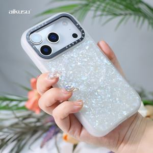Coque de téléphone Aikusu tendance personnalisée en nacre bleue, violette et rose pour iPhone 17, 16, 15, 14, 13, 12, 11 Pro Max - Product Image 5